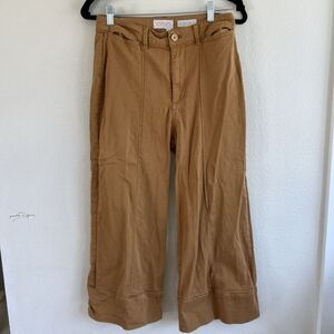 Chino By Anthropologie Cropped Wide-Leg Pants  6 Rust Burnt Orange Office Boho